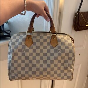 Louis Vuitton Cream and Brown Checkered Handbag